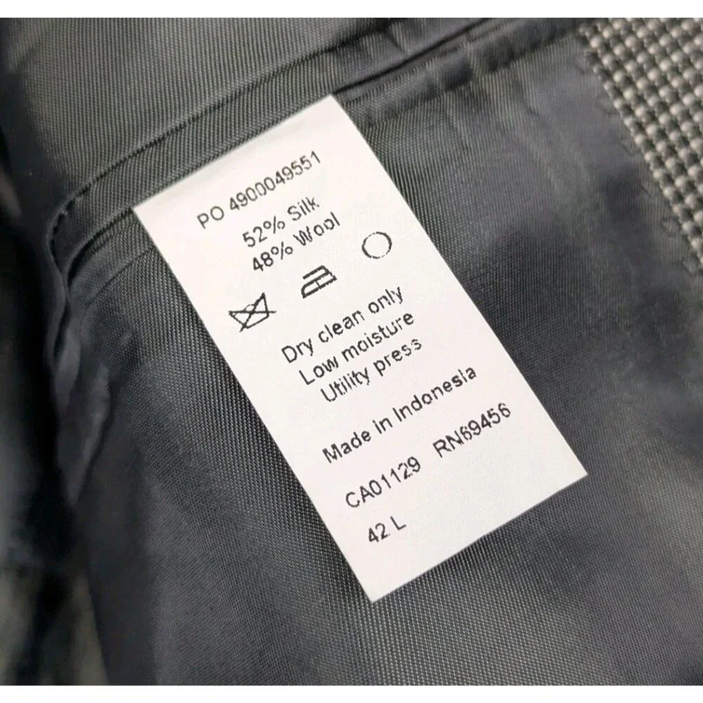 Calvin Klein Blazer Sport Coat Suit Jacket Mens 42L Wool Silk 2 Button